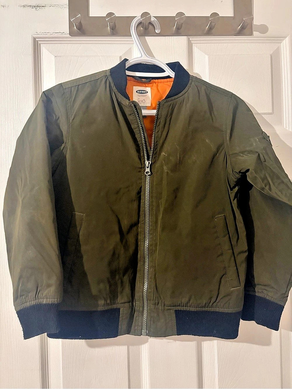 Old Navy Boys Bomber Jacket in Green & Blue Size Medium
